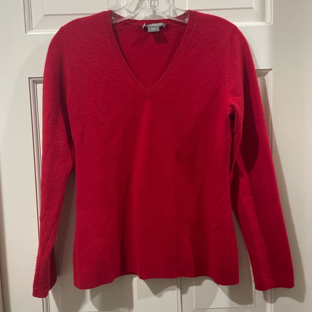 Ann Taylor Red Cashmere Sweater